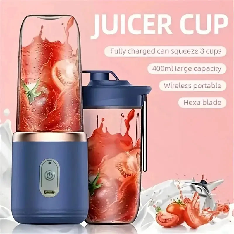 Garrafa de liquidificador portátil elétrico 6 lâminas Liquidificador de suco multifunções Liquidificador de suco fresco Smoothie liquidificador Ice CrushCup Processador de alimentos.